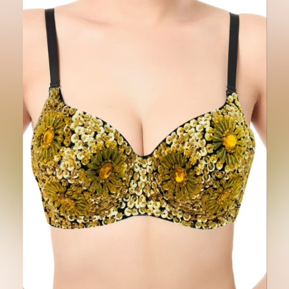 Cosplay Halloween Sequined Rhinestone Fairy Belly Dancing Bohemian Bra